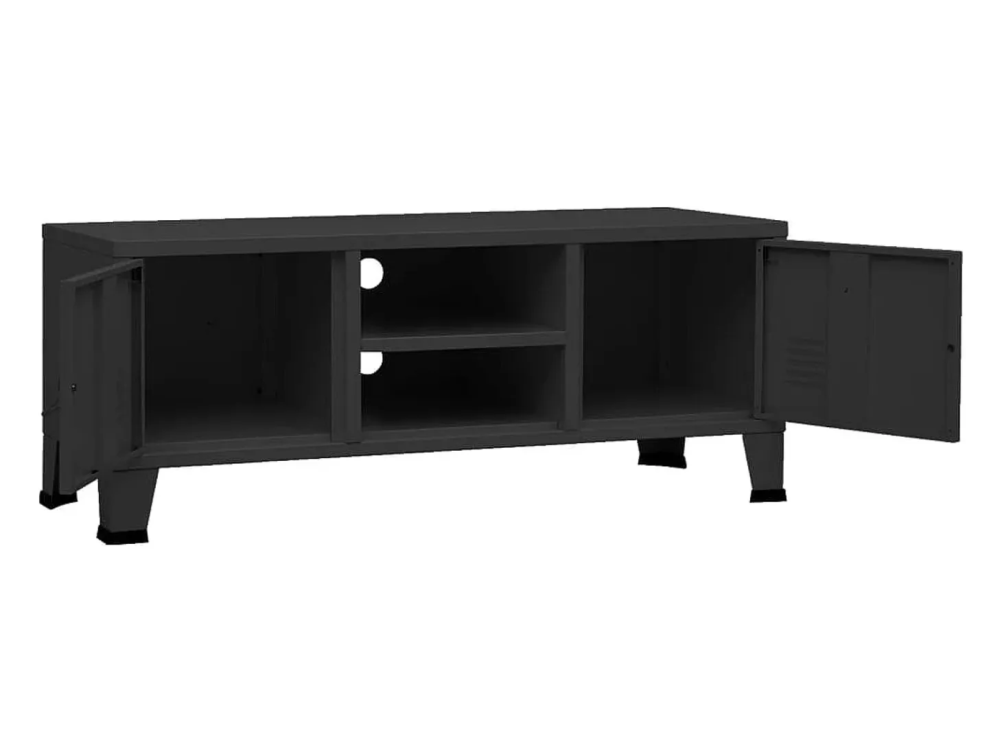 Timo Mueble de TV industrial metal negro 105x35x42 cm
