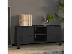 Timo Mueble de TV industrial metal negro 105x35x42 cm