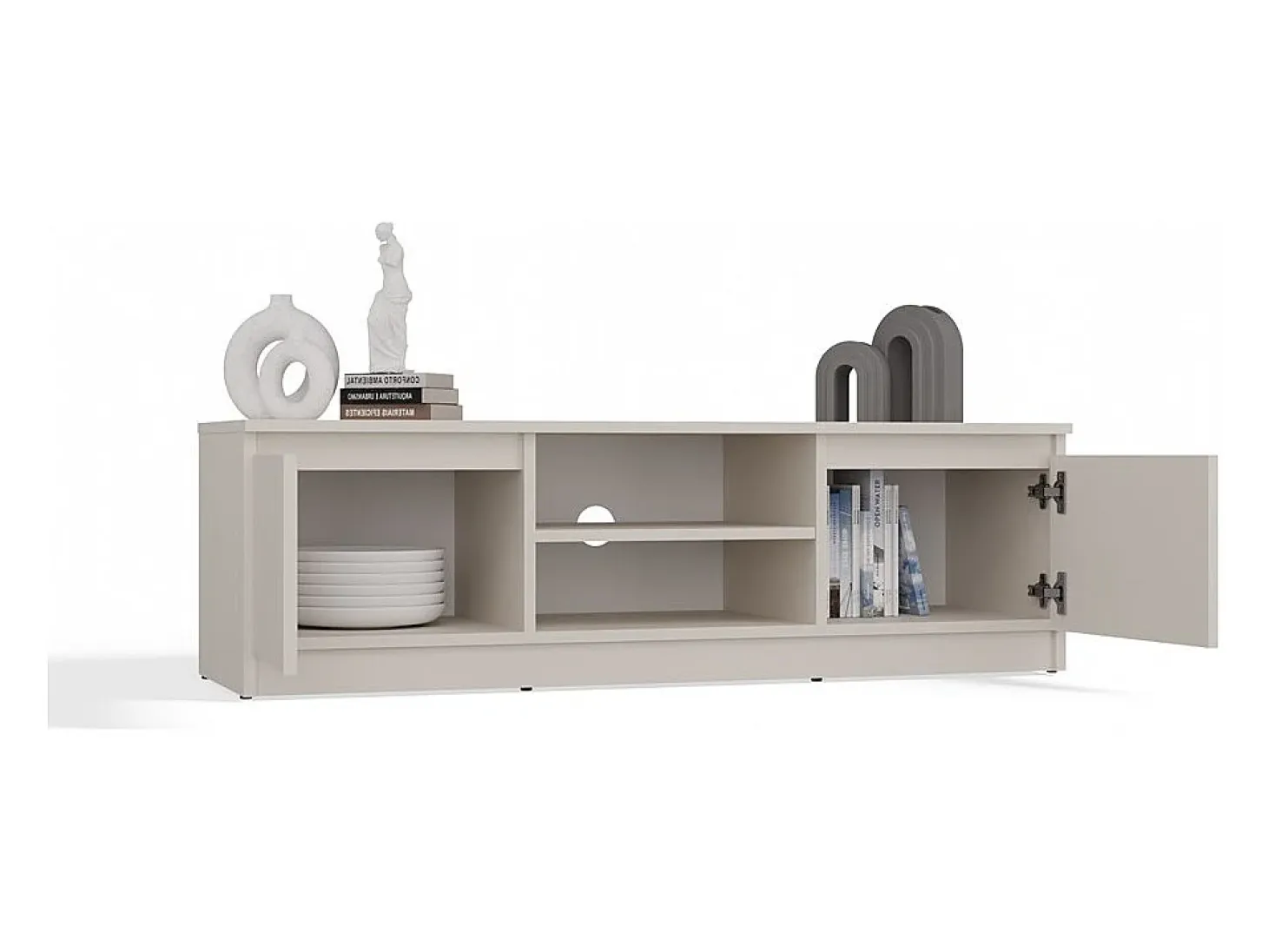 TIVOLI - Mueble de TV de estilo moderno - 120x40x36cm - 2 nichos + 2 puertas - Almacenamiento de equipos de TV/audio