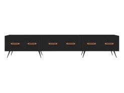 Tjorlin Mueble de TV madera de ingeniería negro 150x36x30 cm
