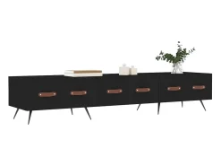 Tjorlin Mueble de TV madera de ingeniería negro 150x36x30 cm