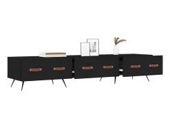 Tjorlin Mueble de TV madera de ingeniería negro 150x36x30 cm