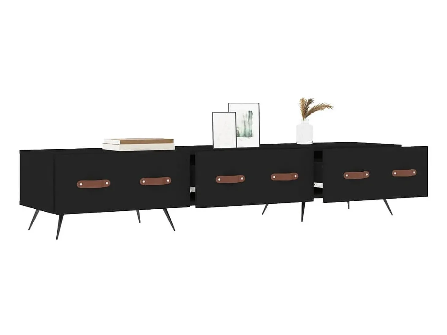 Tjorlin Mueble de TV madera de ingeniería negro 150x36x30 cm