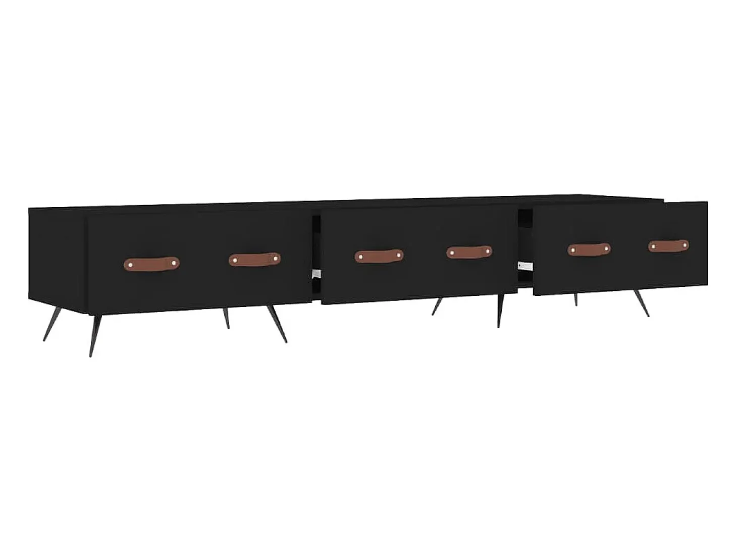 Tjorlin Mueble de TV madera de ingeniería negro 150x36x30 cm