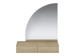 Tocador colgante con espejo LED 2 cajones color natural claro - JINEZA