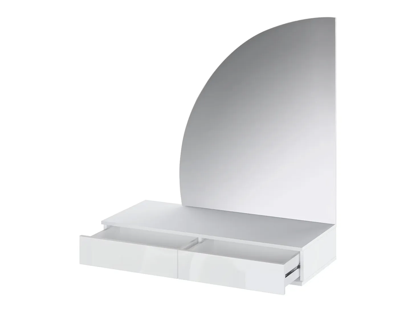 Tocador de pared con espejo LED y 2 cajones, blanco - JINEZA