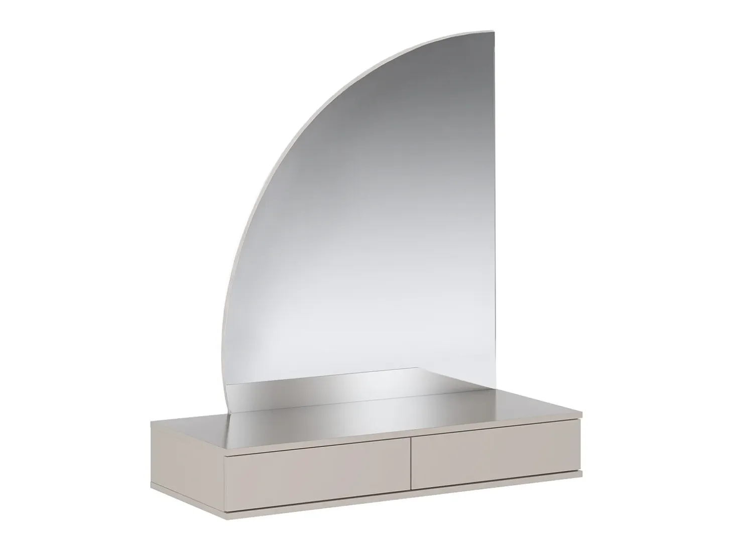 Tocador suspendido con espejo LED 2 cajones beige mate - JINEZA