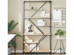 Torgir Estantería madera de ingeniería acero roble Sonoma 91x36x176 cm