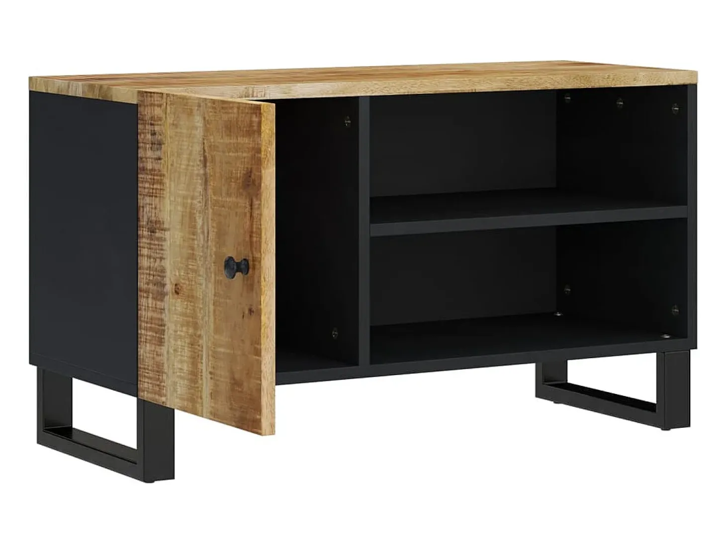 Torval Mueble de TV madera mango y madera contrachapada 80x33x46 cm