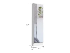 TUHOME Zapatero Ruan XL con Espejo, Cinco Estantes Interiores, Gabinete de Una Puerta, Color Blanco