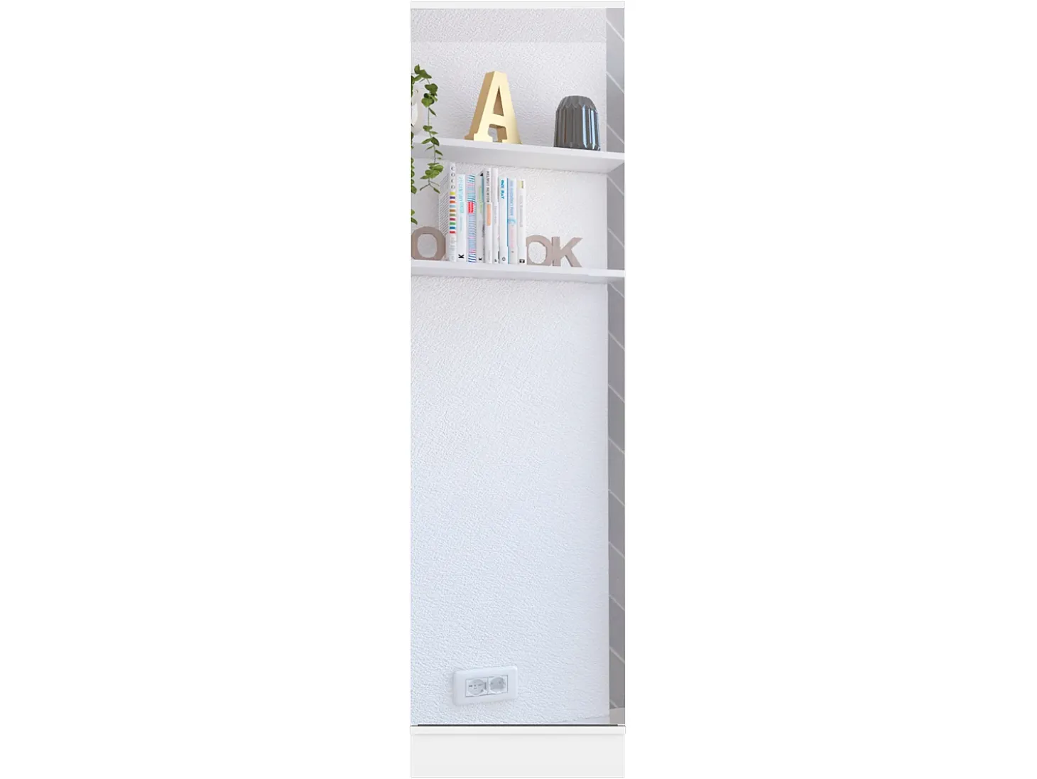 TUHOME Zapatero Ruan XL con Espejo, Cinco Estantes Interiores, Gabinete de Una Puerta, Color Blanco