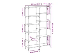 Ulrad Estantería erro y madera ingeniería gris Sonoma 100x32x170 cm