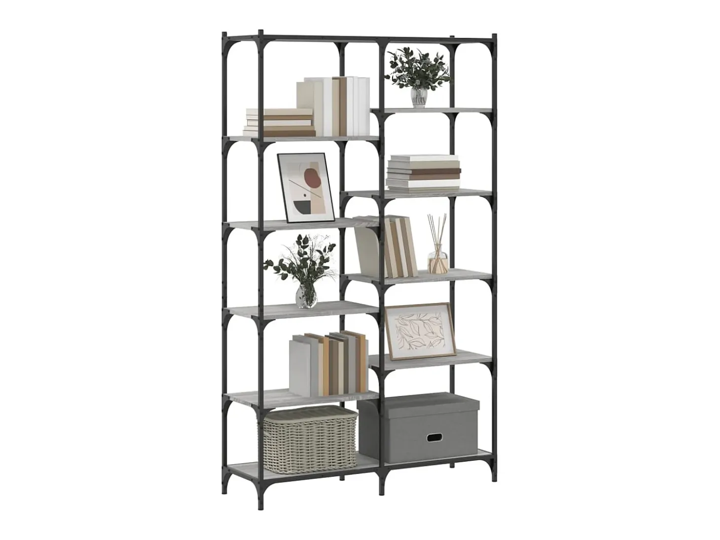 Ulrad Estantería erro y madera ingeniería gris Sonoma 100x32x170 cm