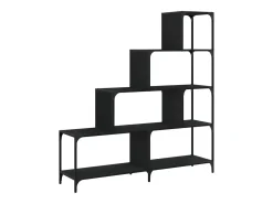 Unaris Librería con 4 peldaños madera ingeniería negro 139x33,5x149 cm