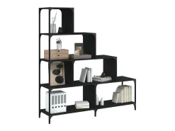 Unaris Librería con 4 peldaños madera ingeniería negro 139x33,5x149 cm