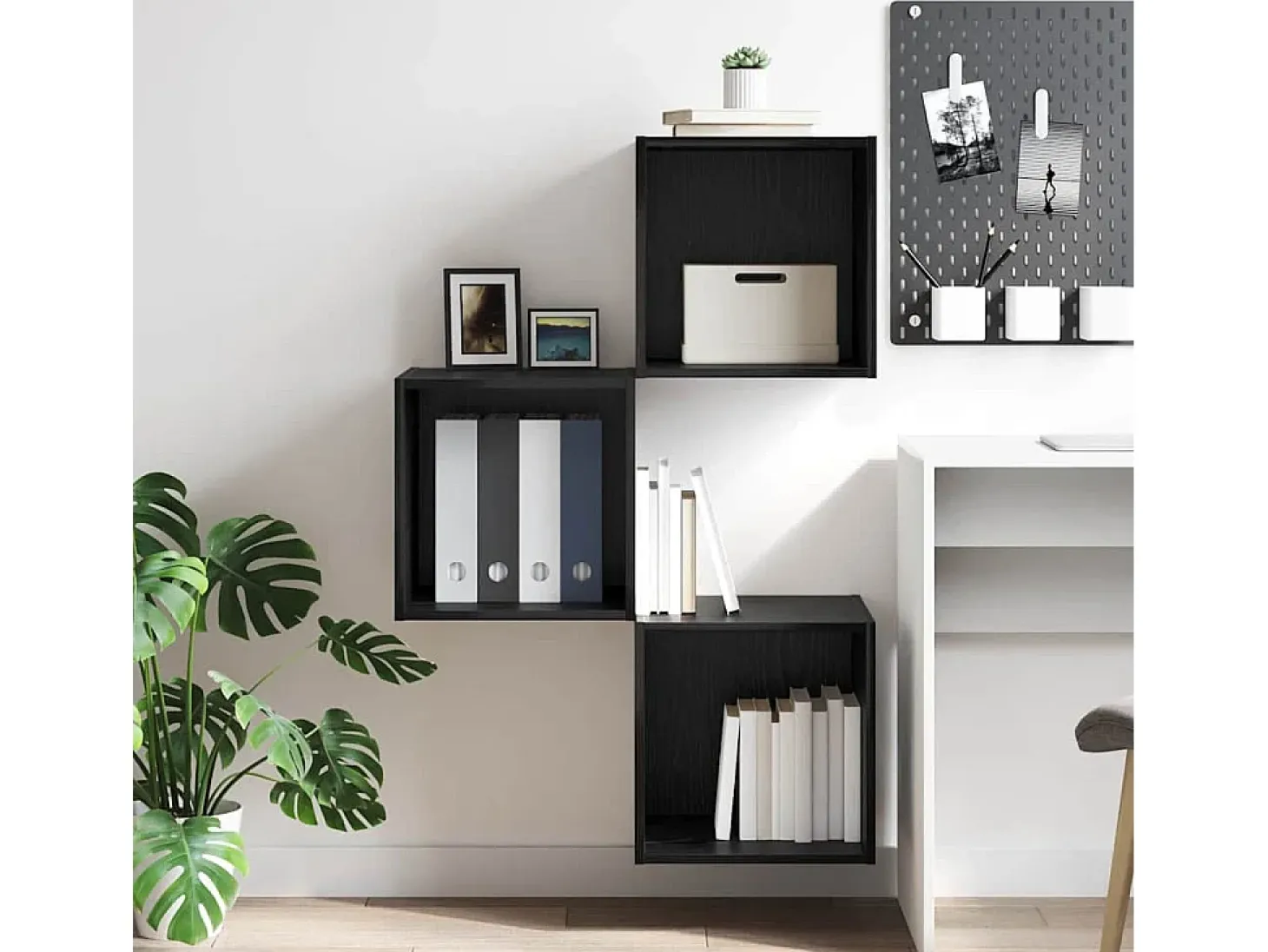 Unidad de pared de roble negro 37 x 37 x 37 cm Madera de ingeniería