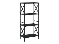 Uusikaupunki Librería de 4 estantes madera ingeniería negro 59x35x132 cm