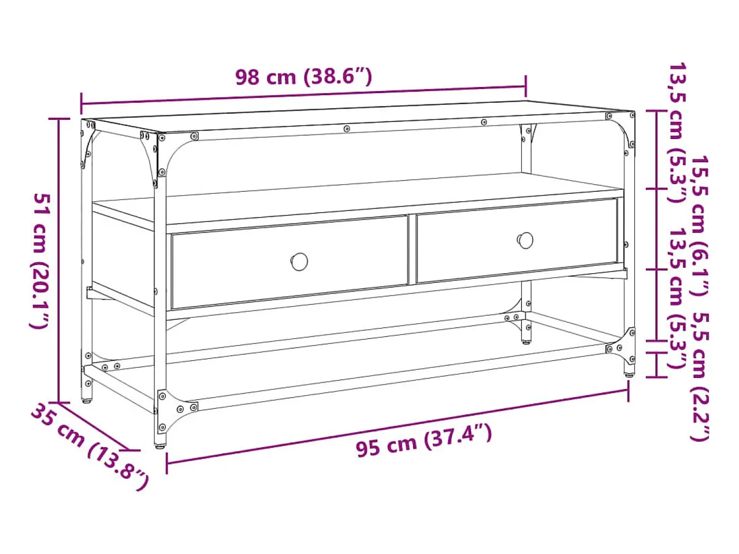Varel Mueble TV cristal y madera ingeniería negro 98x35x51 cm