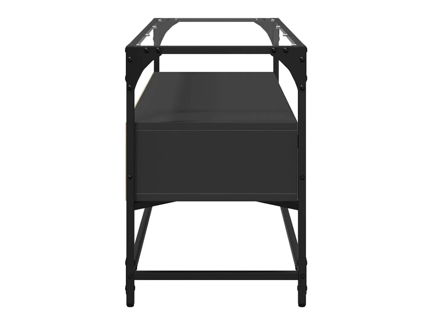 Varel Mueble TV cristal y madera ingeniería negro 98x35x51 cm