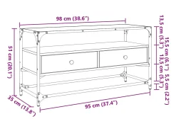 Varel Mueble TV cristal y madera ingeniería roble ahumado 98x35x51 cm