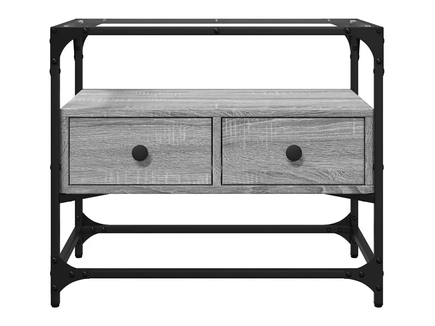 Varel Mueble TV cristal y madera ingeniería gris Sonoma 60x35x51 cm