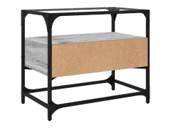 Varel Mueble TV cristal y madera ingeniería gris Sonoma 60x35x51 cm