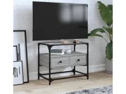 Varel Mueble TV cristal y madera ingeniería gris Sonoma 60x35x51 cm