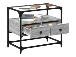 Varel Mueble TV cristal y madera ingeniería gris Sonoma 60x35x51 cm