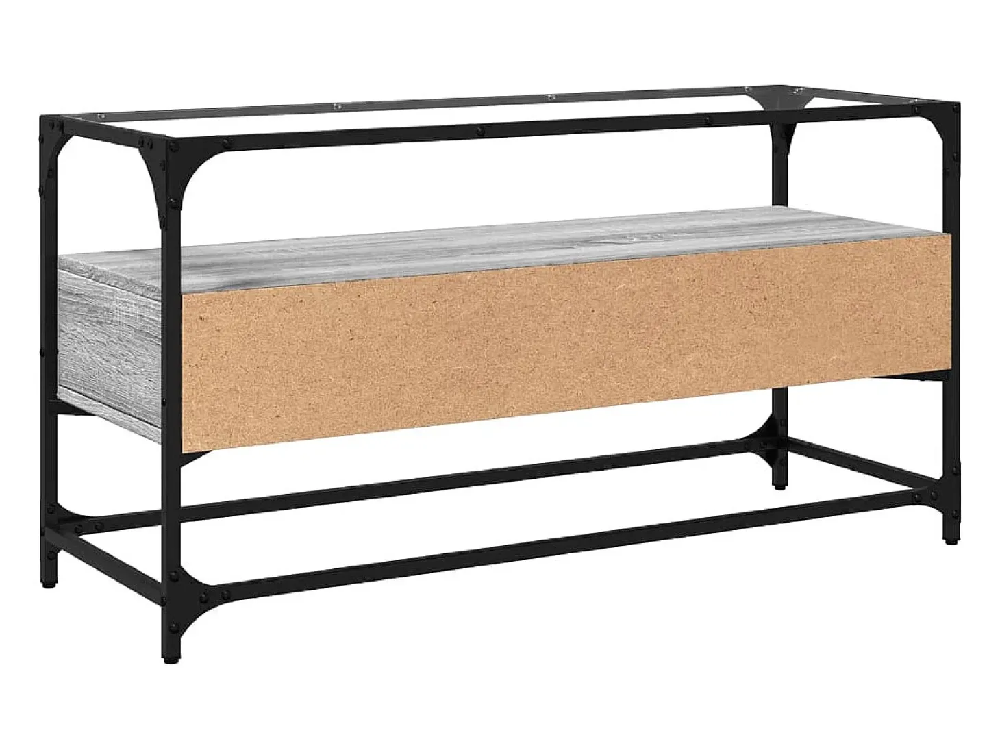 Varel Mueble TV cristal y madera ingeniería gris Sonoma 98x35x51 cm