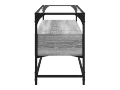 Varel Mueble TV cristal y madera ingeniería gris Sonoma 98x35x51 cm