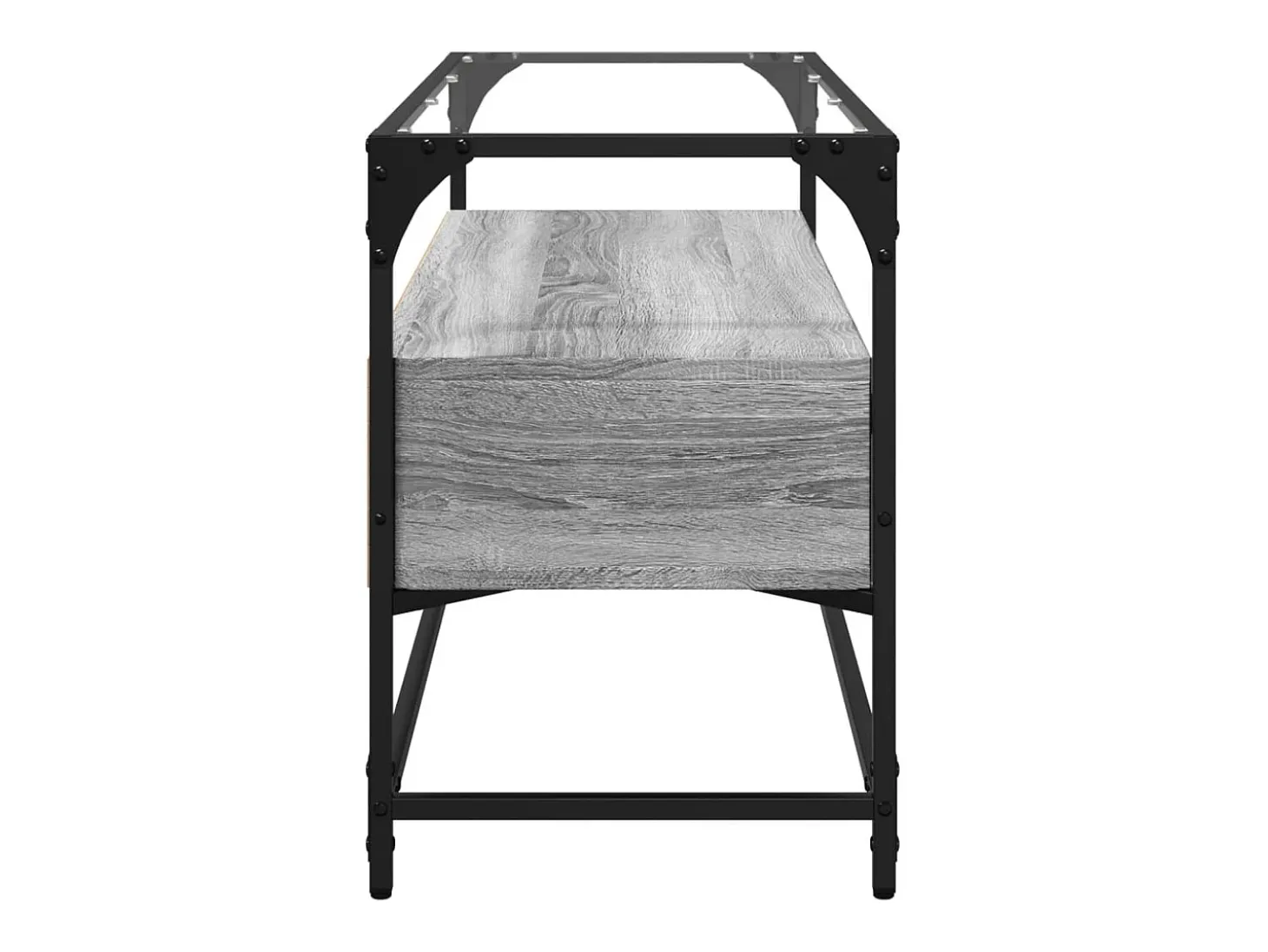 Varel Mueble TV cristal y madera ingeniería gris Sonoma 98x35x51 cm
