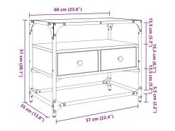 Varel Mueble TV cristal y madera ingeniería roble ahumado 60x35x51 cm