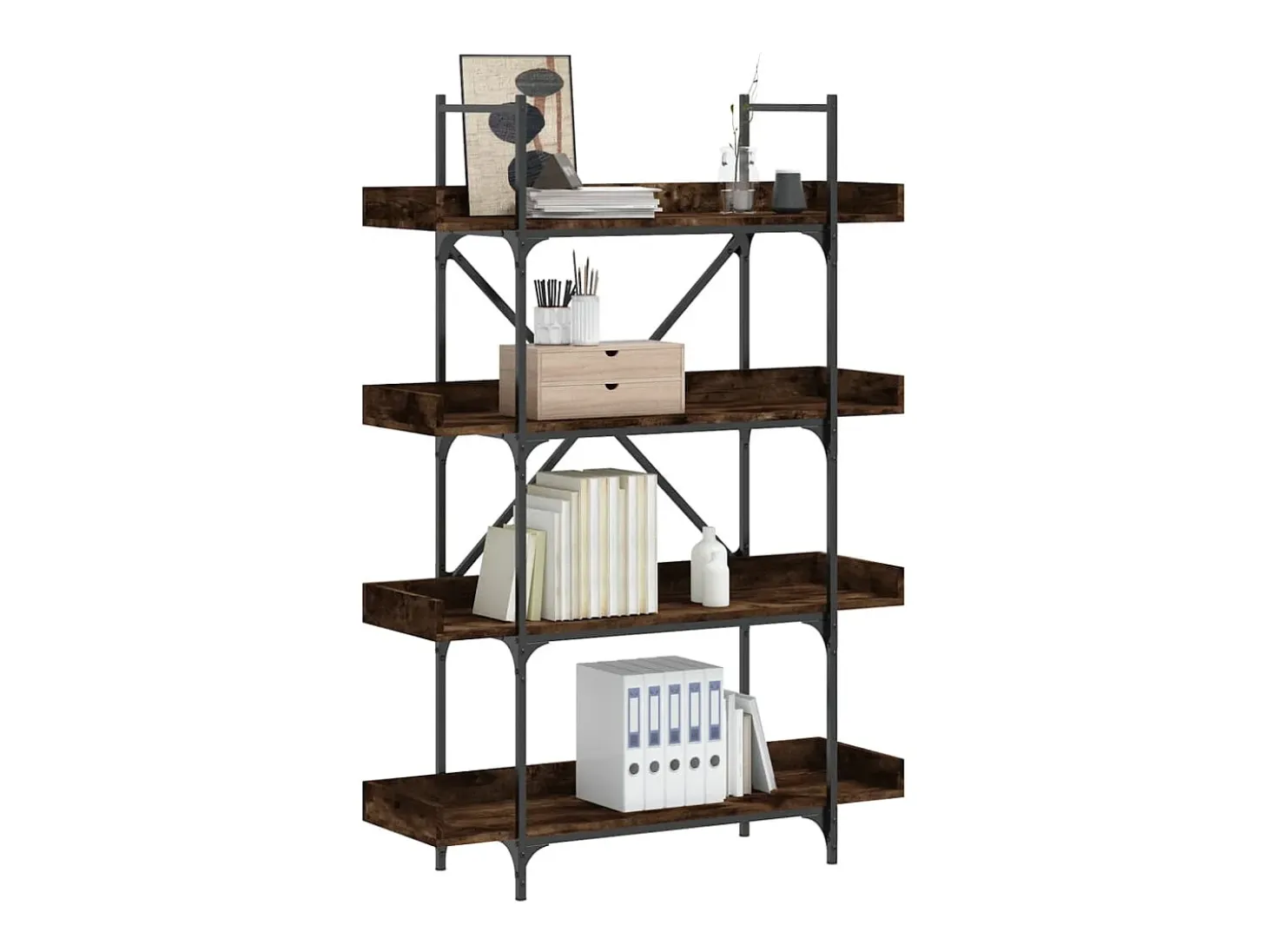Vero Beach Librería 4 estantes madera ingeniería roble humo 100x33x145,5cm