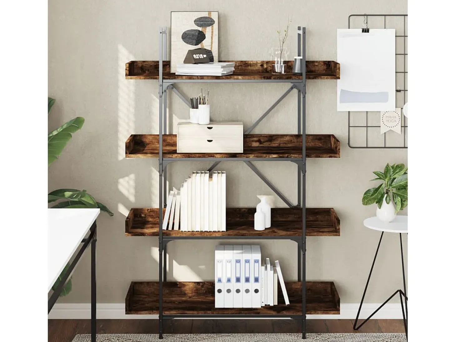 Vero Beach Librería 4 estantes madera ingeniería roble humo 100x33x145,5cm