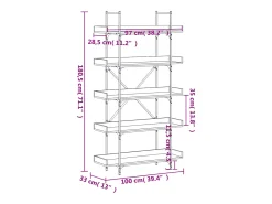 Vero Beach Librería 5 estantes madera ingeniería marrón 100x33x180,5 cm