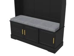 Vestíbulo moderno - con 6 ganchos y 3 puertas - con banco y estantes abiertos - Negro