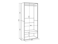 Vestidor abierto, 60x35x145cm, Dormitorio, habitación, Armario, perchero, Roble