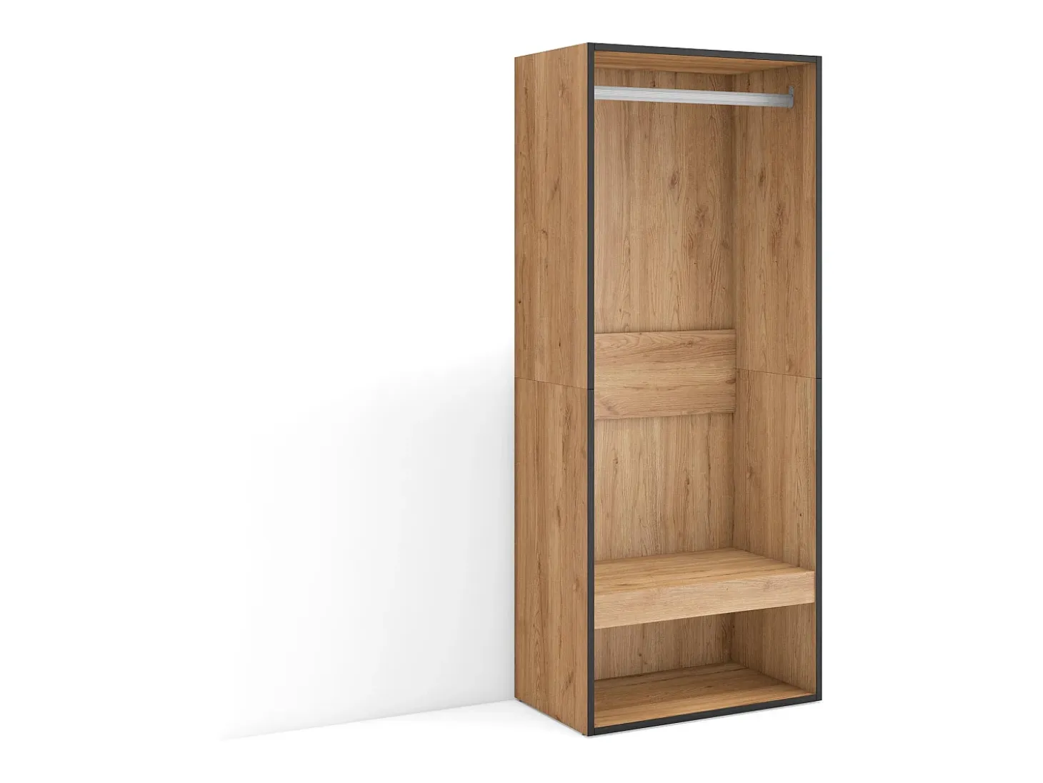 Vestidor abierto, 60x35x145cm, Dormitorio, habitación, Armario, perchero, Roble