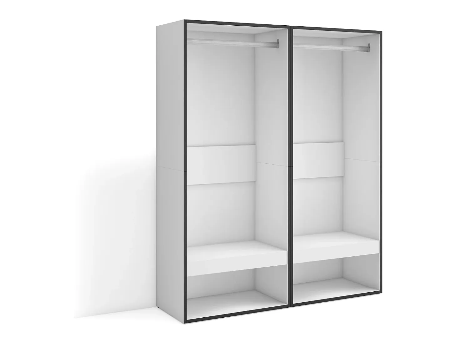 Vestidor abierto, 120x35x145cm, Dormitorio, habitación, Armario, perchero, Blanco