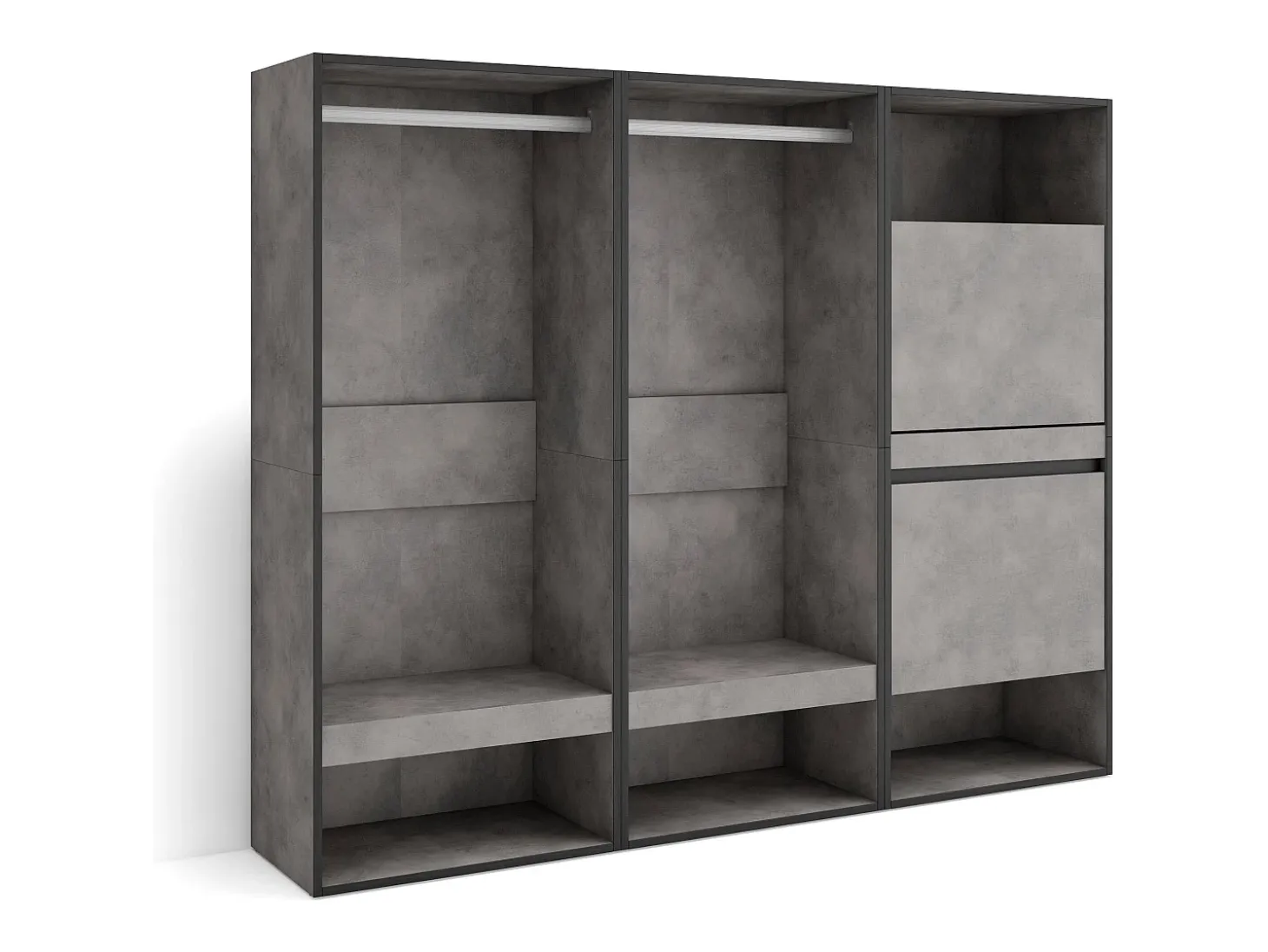 Vestidor abierto, 180x35x145cm, Dormitorio, habitación, Zapatero, Cemento