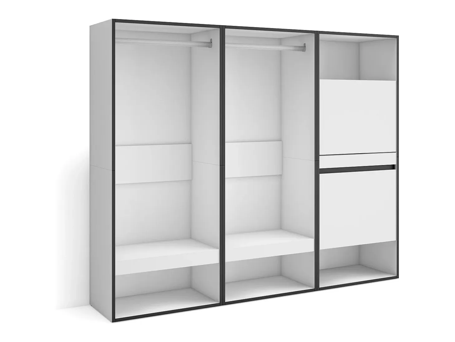Vestidor abierto, 180x35x145cm, Dormitorio, habitación, Zapatero, Blanco