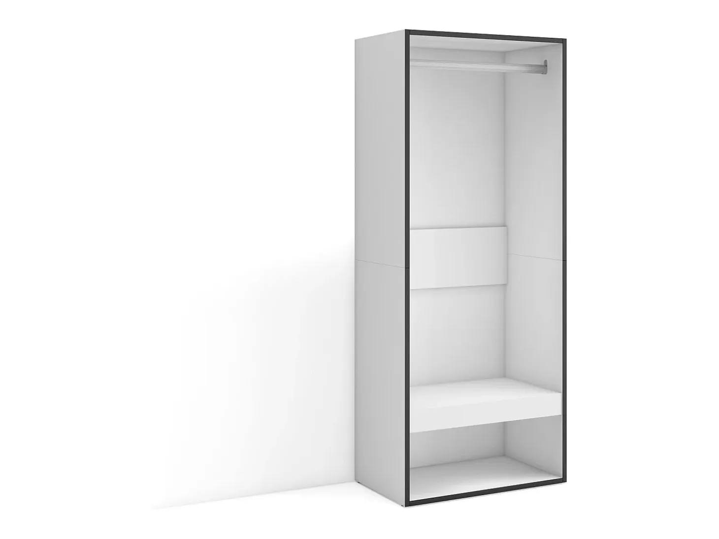 Vestidor abierto, 60x35x145cm, Dormitorio, habitación, Armario, perchero, Blanco