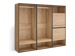 Vestidor abierto, 180x35x145cm, Dormitorio, habitación, Zapatero, Roble