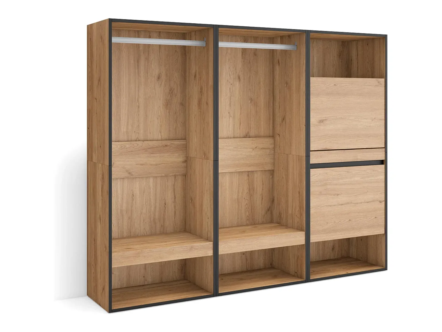Vestidor abierto, 180x35x145cm, Dormitorio, habitación, Zapatero, Roble