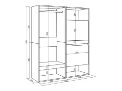 Vestidor abierto, 120x35x145cm, Dormitorio, habitación, Zapatero, Cemento