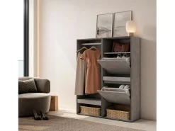 Vestidor abierto, 120x35x145cm, Dormitorio, habitación, Zapatero, Cemento