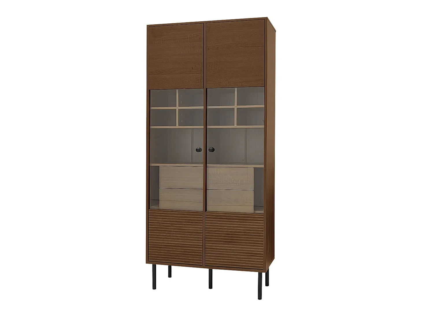 Vetrina con 2 ante in vetro e 4 cassetti - Colore legno scuro