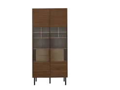 Vetrina con 2 ante in vetro e 4 cassetti - Colore legno scuro