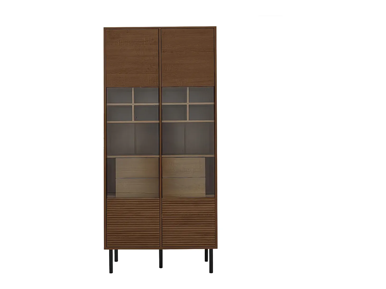 Vetrina con 2 ante in vetro e 4 cassetti - Colore legno scuro