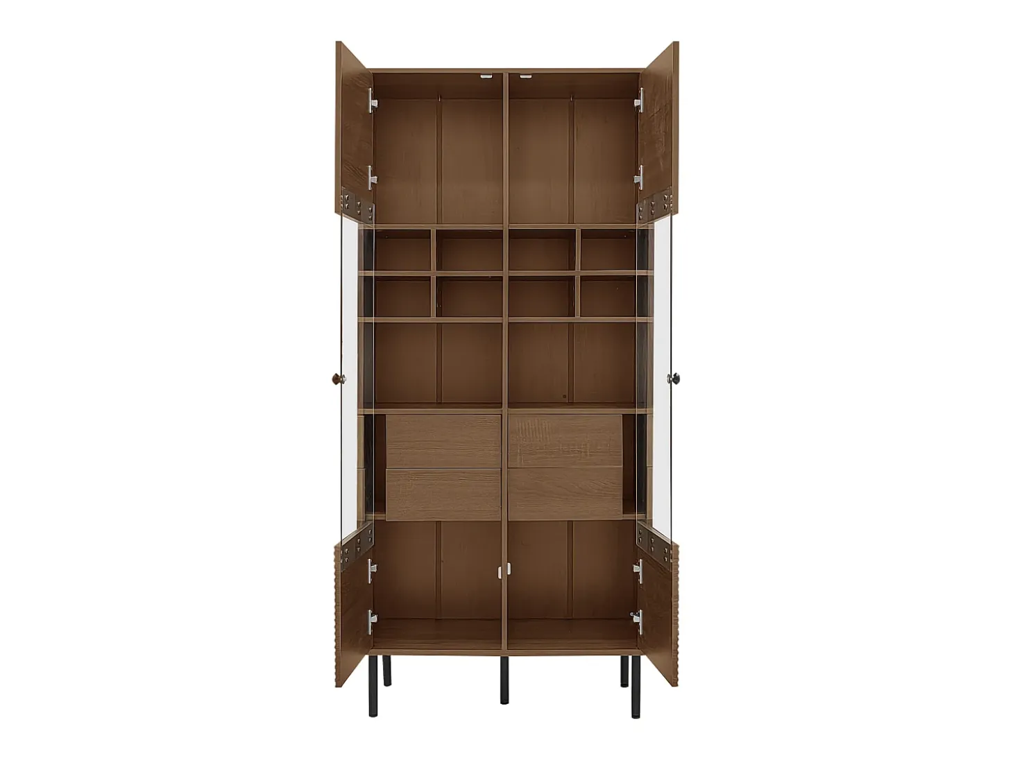 Vetrina con 2 ante in vetro e 4 cassetti - Colore legno scuro